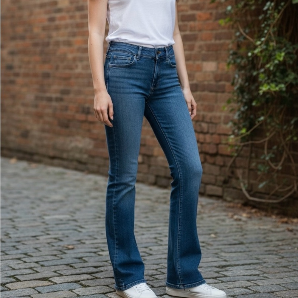 PAIGE Women's Mid-Blue Flare Jeans